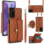 For Samsung Galaxy Note20 Crossbody Rhombic Horizontal Wallet Leather Phone Case(Brown)