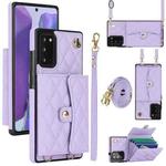For Samsung Galaxy Note20 Crossbody Rhombic Horizontal Wallet Leather Phone Case(Purple)
