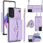 For Samsung Galaxy A53 5G Crossbody Rhombic Horizontal Wallet Leather Phone Case(Purple)