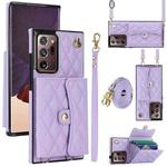 For Samsung Galaxy Note20 Ultra Crossbody Rhombic Horizontal Wallet Leather Phone Case(Purple)