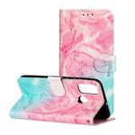 For Huawei P smart 2020 Colored Drawing Marble Pattern Horizontal Flip PU Leather Case with Holder & Card Slots & Wallet(Pink Green Marble)