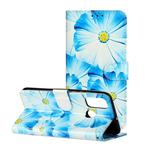 For Huawei P smart 2020 Colored Drawing Marble Pattern Horizontal Flip PU Leather Case with Holder & Card Slots & Wallet(Blue Flower)