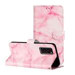 For Huawei P40 Colored Drawing Marble Pattern Horizontal Flip PU Leather Case with Holder & Card Slots & Wallet(Pink Marble)