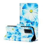 For Huawei P40 Colored Drawing Marble Pattern Horizontal Flip PU Leather Case with Holder & Card Slots & Wallet(Blue Flower)