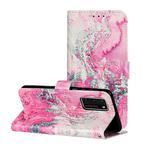 For Huawei P40 Colored Drawing Marble Pattern Horizontal Flip PU Leather Case with Holder & Card Slots & Wallet(Pink Sea Water)