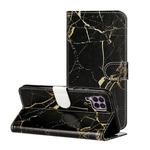 For Huawei P40 Lite Colored Drawing Marble Pattern Horizontal Flip PU Leather Case with Holder & Card Slots & Wallet(Black Gold Marble)
