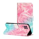 For Huawei P40 Lite Colored Drawing Marble Pattern Horizontal Flip PU Leather Case with Holder & Card Slots & Wallet(Pink Green Marble)