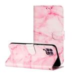 For Huawei P40 Lite Colored Drawing Marble Pattern Horizontal Flip PU Leather Case with Holder & Card Slots & Wallet(Pink Marble)