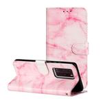 For Huawei P40 Pro Colored Drawing Marble Pattern Horizontal Flip PU Leather Case with Holder & Card Slots & Wallet(Pink Marble)