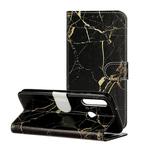 For Huawei P40 Lite E / Y7p Colored Drawing Marble Pattern Horizontal Flip PU Leather Case with Holder & Card Slots & Wallet(Black Gold Marble)
