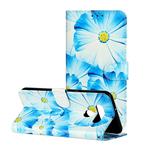 For LG K51 Colored Drawing Marble Pattern Horizontal Flip PU Leather Case with Holder & Card Slots & Wallet(Blue Flower)
