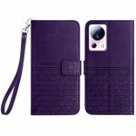 For Xiaomi 13 Lite Rhombic Texture Leather Phone Case with Lanyard(Purple)