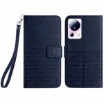 For Xiaomi 13 Lite Rhombic Texture Leather Phone Case with Lanyard(Blue)