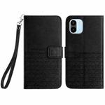 For Xiaomi Redmi A2 / A1 Rhombic Texture Leather Phone Case with Lanyard(Black)