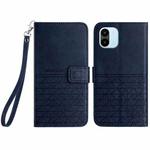 For Xiaomi Redmi A2 / A1 Rhombic Texture Leather Phone Case with Lanyard(Blue)