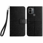 For Xiaomi Redmi A2+ / A1+ Rhombic Texture Leather Phone Case with Lanyard(Black)