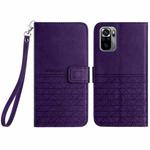For Xiaomi Redmi Note 10 4G Rhombic Texture Leather Phone Case with Lanyard(Purple)