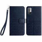 For Xiaomi Redmi Note 10 5G Rhombic Texture Leather Phone Case with Lanyard(Blue)
