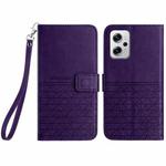 For Xiaomi Redmi Note 11T Pro Rhombic Texture Leather Phone Case with Lanyard(Purple)