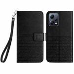 For Xiaomi Redmi Note 12 Pro+ Global Rhombic Texture Leather Phone Case with Lanyard(Black)