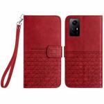 For Xiaomi Redmi Note 12S Rhombic Texture Leather Phone Case with Lanyard(Red)
