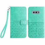 For Samsung Galaxy S10e Rhombic Texture Leather Phone Case with Lanyard(Green)