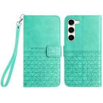 For Samsung Galaxy S23 5G Rhombic Texture Leather Phone Case with Lanyard(Green)