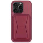 For iPhone 15 Pro Leather Card Holder TPU Phone Case(Wine Red)