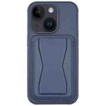 For iPhone 15 Leather Card Holder TPU Phone Case(Navy Blue)