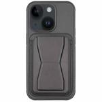 For iPhone 15 Leather Card Holder TPU Phone Case(Black)