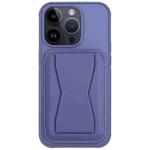 For iPhone 14 Pro Max Leather Card Holder TPU Phone Case(Light Purple)