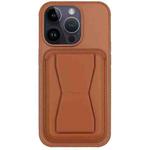 For iPhone 14 Pro Max Leather Card Holder TPU Phone Case(Brown)