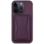 For iPhone 14 Pro Leather Card Holder TPU Phone Case(Dark Purple)