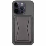 For iPhone 14 Pro Leather Card Holder TPU Phone Case(Black)