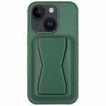 For iPhone 14 Leather Card Holder TPU Phone Case(Dark Green)