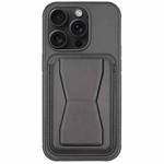 For iPhone 13 Pro Max Leather Card Holder TPU Phone Case(Black)