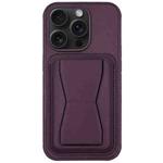 For iPhone 13 Pro Leather Card Holder TPU Phone Case(Dark Purple)