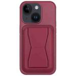 For iPhone 13 Leather Card Holder TPU Phone Case(Wine Red)