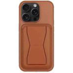 For iPhone 12 Pro Max Leather Card Holder TPU Phone Case(Brown)