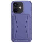 For iPhone 12 Leather Card Holder TPU Phone Case(Light Purple)