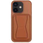 For iPhone 12 Leather Card Holder TPU Phone Case(Brown)