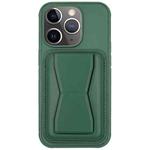 For iPhone 11 Pro Max Leather Card Holder TPU Phone Case(Dark Green)