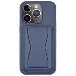 For iPhone 11 Pro Max Leather Card Holder TPU Phone Case(Navy Blue)