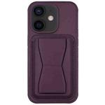 For iPhone 11 Leather Card Holder TPU Phone Case(Dark Purple)