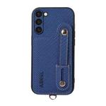 For Samsung Galaxy S23+ 5G ABEEL Carbon Fiber RFID Card Holder Phone Case(Blue)