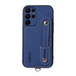 For Samsung Galaxy S23 Ultra 5G ABEEL Carbon Fiber RFID Card Holder Phone Case(Blue)