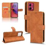 For Motorola Moto G84 5G Skin Feel Magnetic Flip Leather Phone Case(Brown)