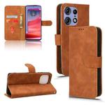 For Motorola Edge 50 Pro Skin Feel Magnetic Flip Leather Phone Case(Brown)