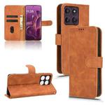 For Motorola Edge 60 Pro Skin Feel Magnetic Flip Leather Phone Case(Brown)