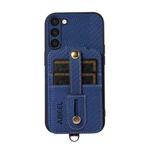 For Samsung Galaxy S23+ 5G ABEEL Carbon Fiber RFID Card Holder Phone Case(Blue)